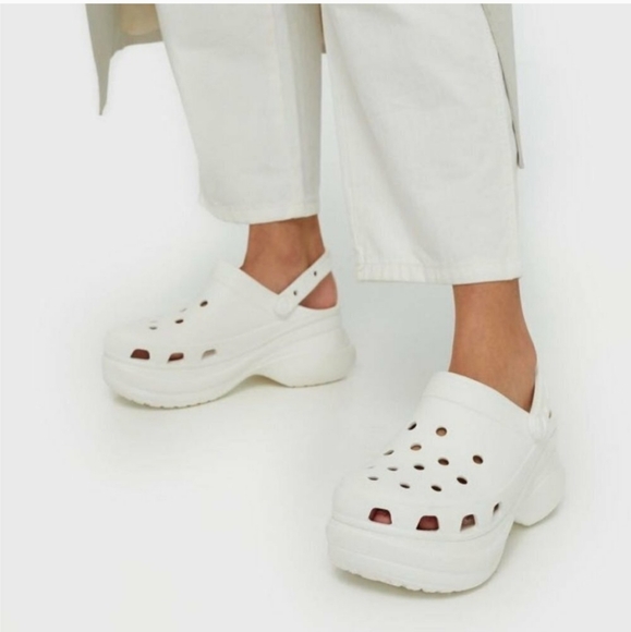 Crocs Classic White Bae Platform Clog Sandals Size 8 - Picture 5 of 16